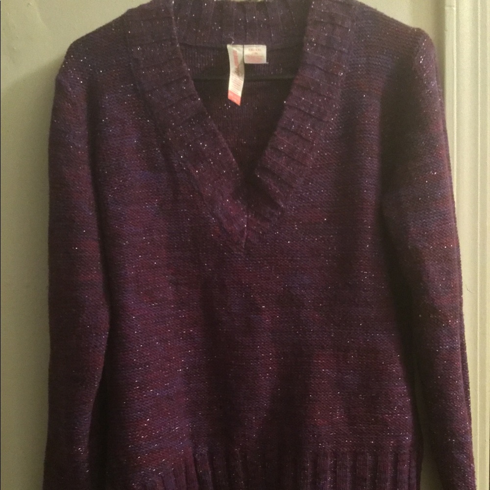 ❄️Metallic Purple V-Neck Sweater❄️